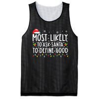 Most Likely To Ask Santa To Define Good Christmas Matching Mesh Reversible Basketball Jersey Tank