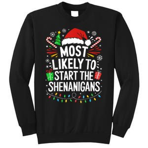 Most Likely To Start The Shenanigans Family Christmas Sweatshirt