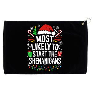 Most Likely To Start The Shenanigans Family Christmas Grommeted Golf Towel