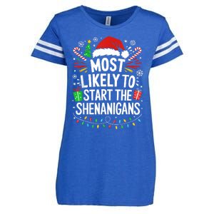 Most Likely To Start The Shenanigans Family Christmas Enza Ladies Jersey Football T-Shirt