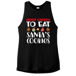 Most Likely To Eat Santas Cookies Family Xmas Holiday Ladies PosiCharge Tri-Blend Wicking Tank