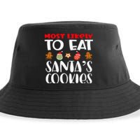 Most Likely To Eat Santas Cookies Family Xmas Holiday Sustainable Bucket Hat