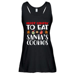 Most Likely To Eat Santas Cookies Family Xmas Holiday Ladies Essential Flowy Tank