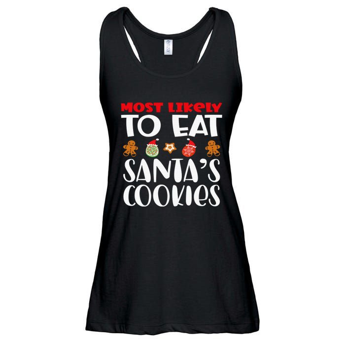 Most Likely To Eat Santas Cookies Family Xmas Holiday Ladies Essential Flowy Tank