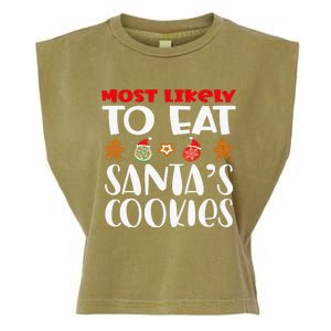 Most Likely To Eat Santas Cookies Family Xmas Holiday Garment-Dyed Women's Muscle Tee