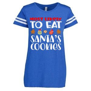 Most Likely To Eat Santas Cookies Family Xmas Holiday Enza Ladies Jersey Football T-Shirt