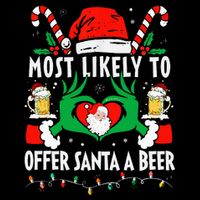 Most Likely To Offer Santa A Beer Funny Drinking Christmas  Sustainable Bucket Hat