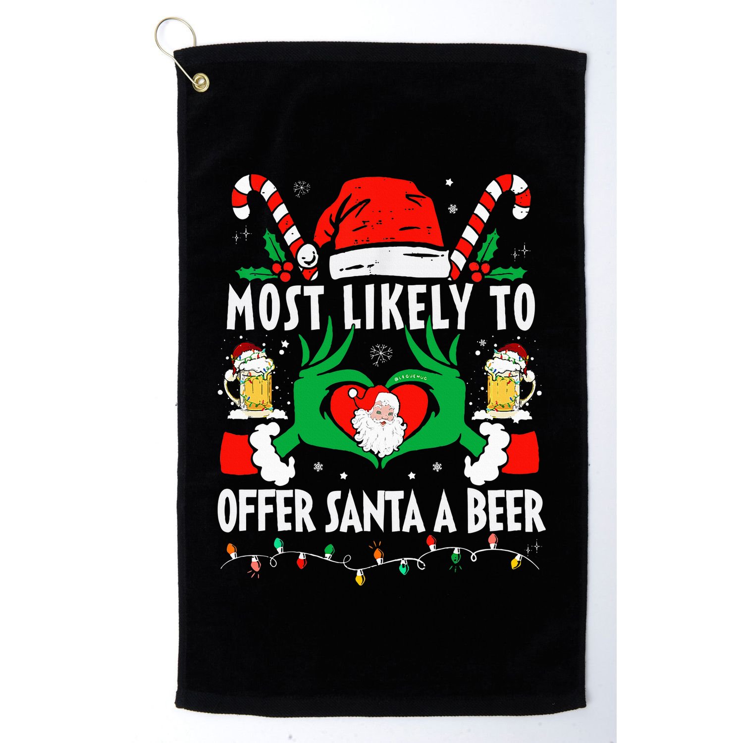 Most Likely To Offer Santa A Beer Funny Drinking Christmas  Golf Towel