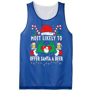 Most Likely To Offer Santa A Beer Funny Drinking Christmas  Mesh Reversible Basketball Jersey Tank