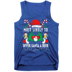 Most Likely To Offer Santa A Beer Funny Drinking Christmas  Tank Top