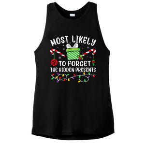 Most Likely To Forget The Hidden Presents Funny Christmas Ladies PosiCharge Tri-Blend Wicking Tank