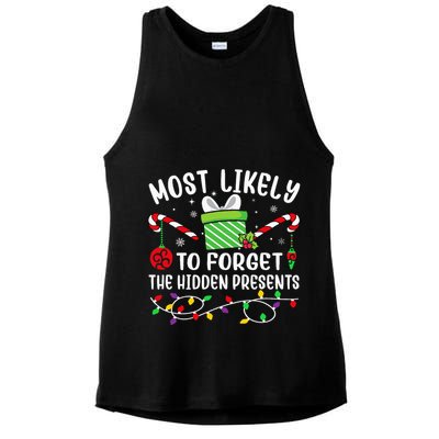 Most Likely To Forget The Hidden Presents Funny Christmas Ladies PosiCharge Tri-Blend Wicking Tank