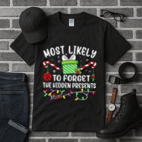 Most Likely To Forget The Hidden Presents Funny Christmas Tall T-Shirt