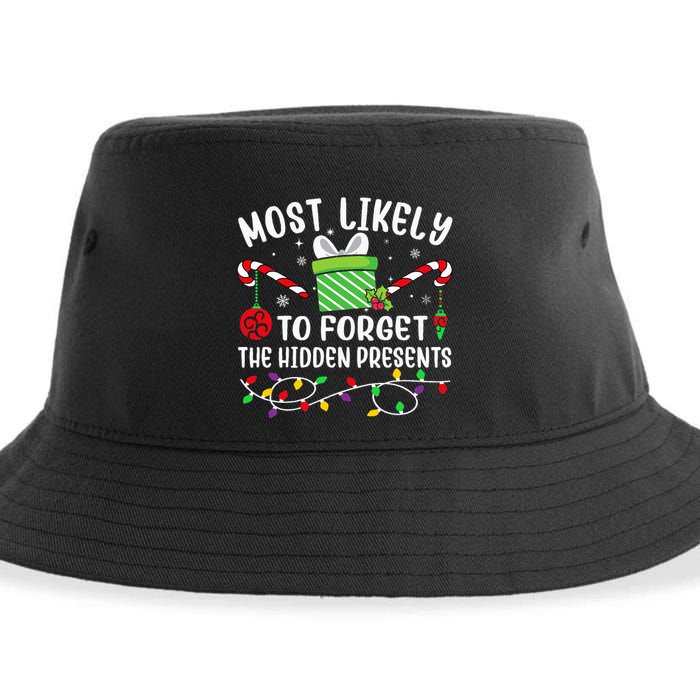 Most Likely To Forget The Hidden Presents Funny Christmas Sustainable Bucket Hat