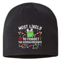 Most Likely To Forget The Hidden Presents Funny Christmas Sustainable Beanie