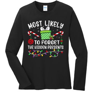 Most Likely To Forget The Hidden Presents Funny Christmas Ladies Long Sleeve Shirt