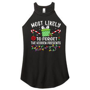 Most Likely To Forget The Hidden Presents Funny Christmas Women's Perfect Tri Rocker Tank