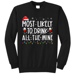 Most Likely To Drink All The Wine Family Matching Christmas Sweatshirt