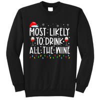 Most Likely To Drink All The Wine Family Matching Christmas Sweatshirt