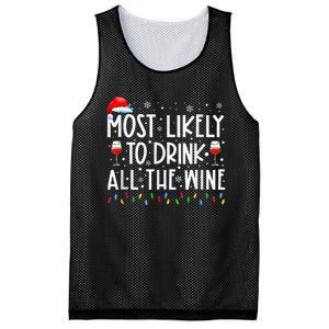 Most Likely To Drink All The Wine Family Matching Christmas Mesh Reversible Basketball Jersey Tank