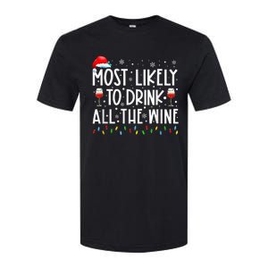 Most Likely To Drink All The Wine Family Matching Christmas Softstyle CVC T-Shirt