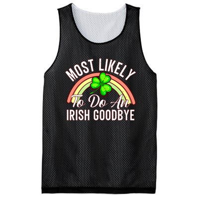 Most Likely To Do An Irish Goodbye Funny St Patricks Day Mesh Reversible Basketball Jersey Tank