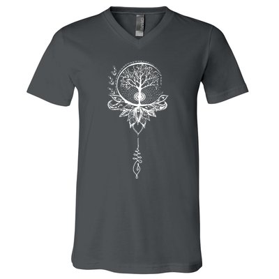 Mandala Lotus Unalome Tree Of Life V-Neck T-Shirt