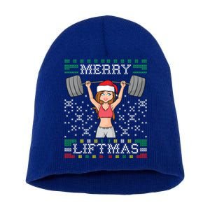 Merry Liftmas Ugly Christmas Sweater Miss Santa Gym Workout Gift Short Acrylic Beanie