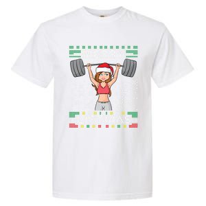 Merry Liftmas Ugly Christmas Sweater Miss Santa Gym Workout Gift Garment-Dyed Heavyweight T-Shirt