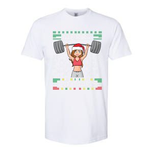 Merry Liftmas Ugly Christmas Sweater Miss Santa Gym Workout Gift Softstyle CVC T-Shirt