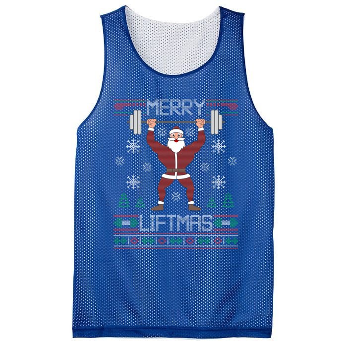 Merry Liftmas Ugly Christmas Sweater Santa Claus Gym Workout Gift Mesh Reversible Basketball Jersey Tank