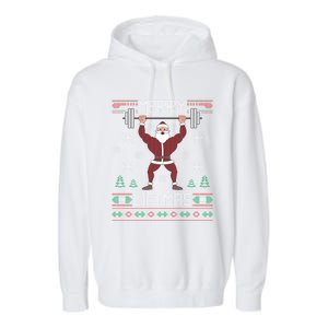 Merry Liftmas Ugly Christmas Sweater Santa Claus Gym Workout Gift Garment-Dyed Fleece Hoodie