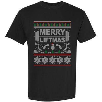 Merry Liftmas Ugly Christmas Sweater For Bodybuilder Xmas Great Gift Garment-Dyed Heavyweight T-Shirt