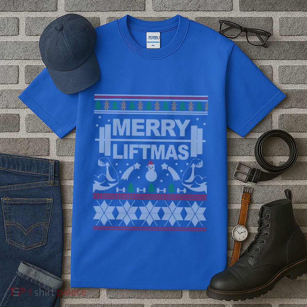 Merry Liftmas Ugly Christmas Sweater For Bodybuilder Xmas Great Gift Tall T-Shirt