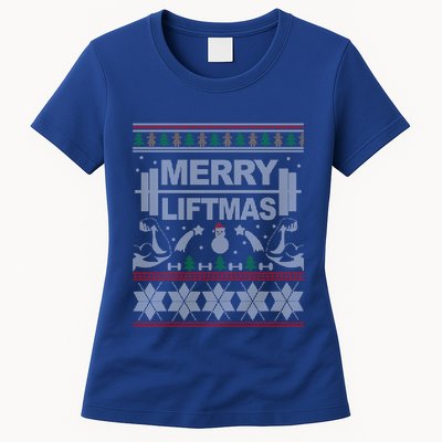 Merry Liftmas Ugly Christmas Sweater For Bodybuilder Xmas Great Gift Womens T-Shirt