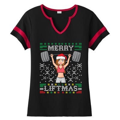 Merry Liftmas Ugly Christmas Sweater Miss Santa Gym Workout Cool Gift Ladies Halftime Notch Neck Tee