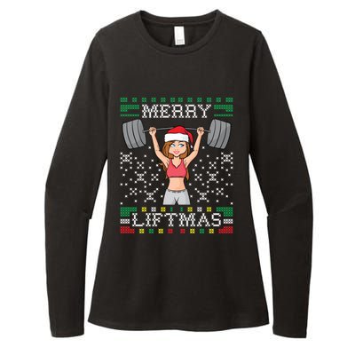 Merry Liftmas Ugly Christmas Sweater Miss Santa Gym Workout Cool Gift Womens CVC Long Sleeve Shirt