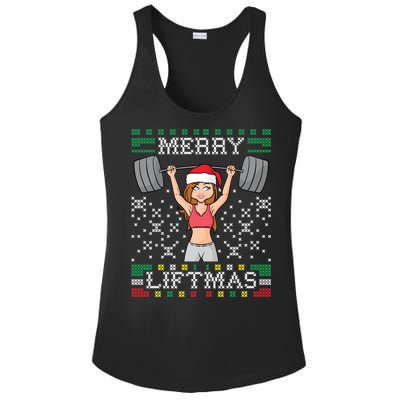 Merry Liftmas Ugly Christmas Sweater Miss Santa Gym Workout Cool Gift Ladies PosiCharge Competitor Racerback Tank