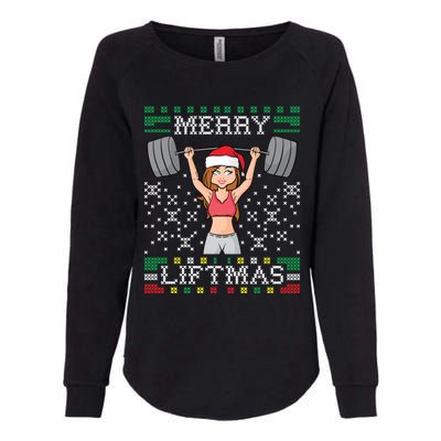 Merry Liftmas Ugly Christmas Sweater Miss Santa Gym Workout Cool Gift Womens California Wash Sweatshirt