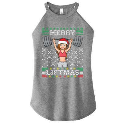 Merry Liftmas Ugly Christmas Sweater Miss Santa Gym Workout Cool Gift Women's Perfect Tri Rocker Tank