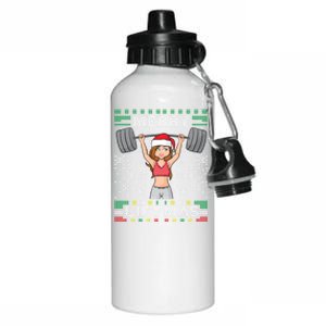 Merry Liftmas Ugly Christmas Sweater Miss Santa Gym Workout Cool Gift Aluminum Water Bottle