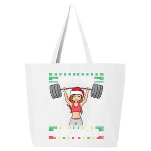 Merry Liftmas Ugly Christmas Sweater Miss Santa Gym Workout Cool Gift 25L Jumbo Tote