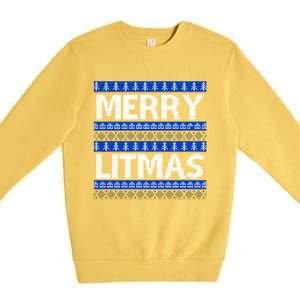 Merry Litmas Ugly Christmas Premium Crewneck Sweatshirt