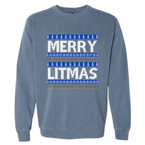 Merry Litmas Ugly Christmas Garment-Dyed Sweatshirt