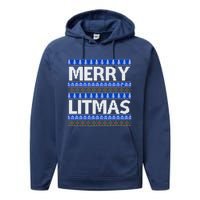 Merry Litmas Ugly Christmas Performance Fleece Hoodie