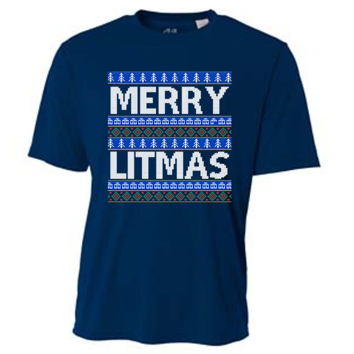 Merry Litmas Ugly Christmas Cooling Performance Crew T-Shirt