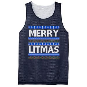 Merry Litmas Ugly Christmas Mesh Reversible Basketball Jersey Tank