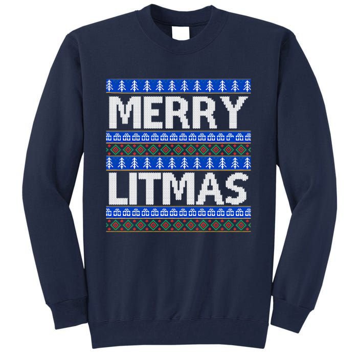 Merry Litmas Ugly Christmas Tall Sweatshirt