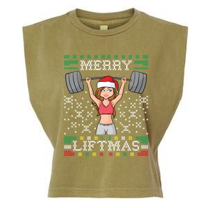 Merry Liftmas Ugly Christmas Miss Santa Gym Workout Gift Garment-Dyed Women's Muscle Tee