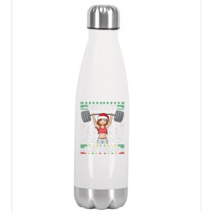 Merry Liftmas Ugly Christmas Miss Santa Gym Workout Gift Stainless Steel Insulated Water Bottle